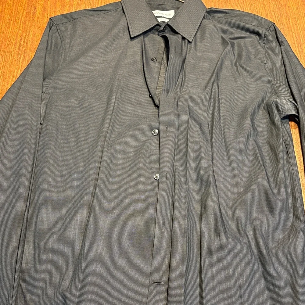 Calvin Klein Pattern Charcoal Dress Shirt - Picture 1 of 5